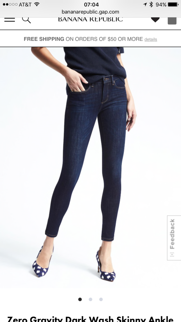 Banana Republic Zero Gravity Dark Wash Skinny Jeans Meghan's Mirror