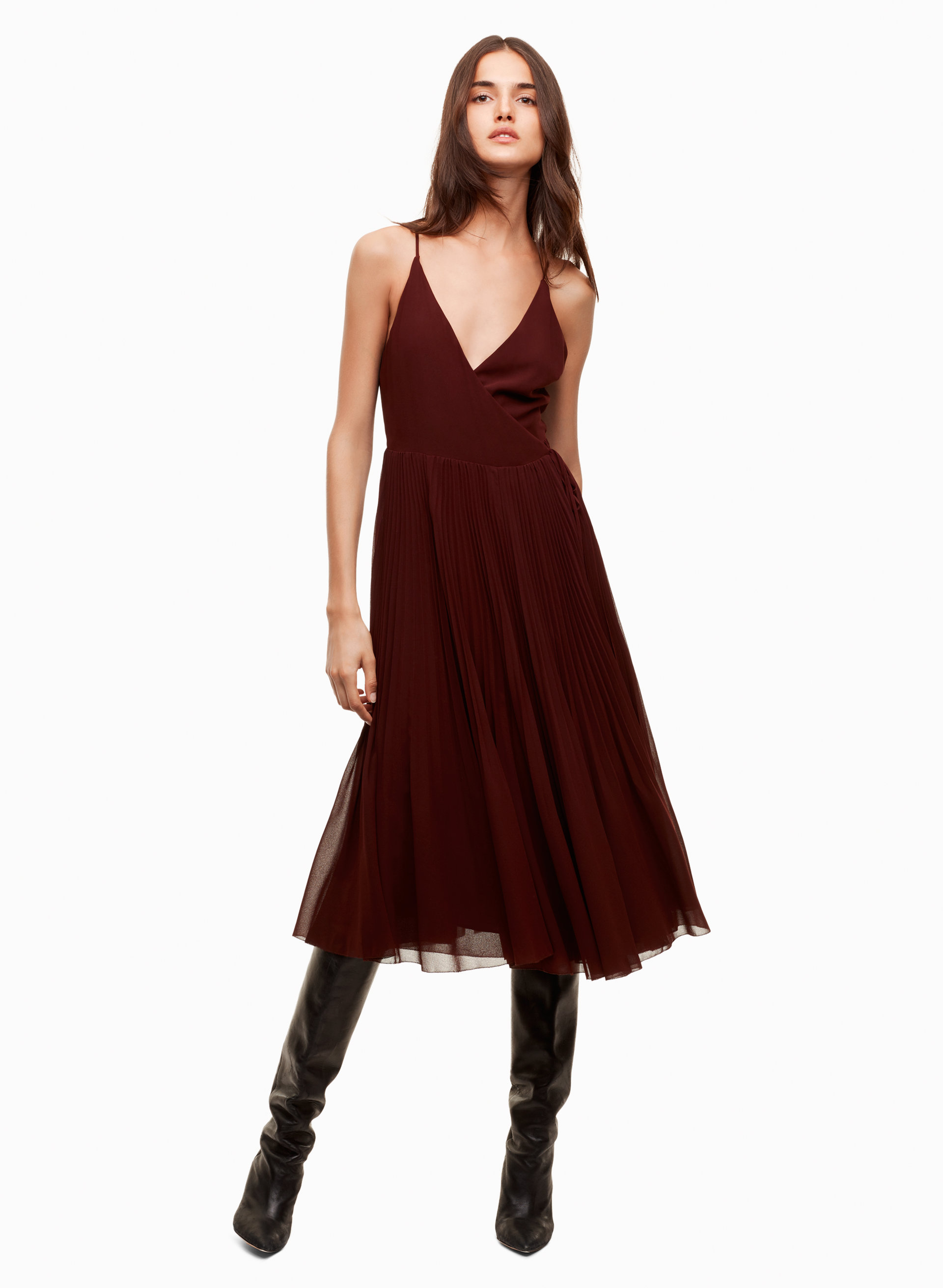 Aritzia Wilfred Beaune Pleated Midi Dress