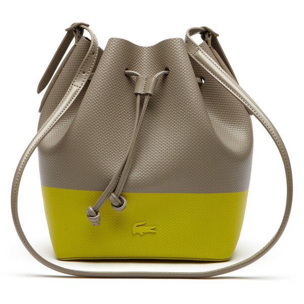 Womens Lacoste handbag Anthemis bucket leather bag shoulder chain yellow