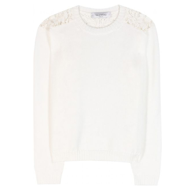 Valentino Lace-Trim Sheer Back Sweater - Mirror