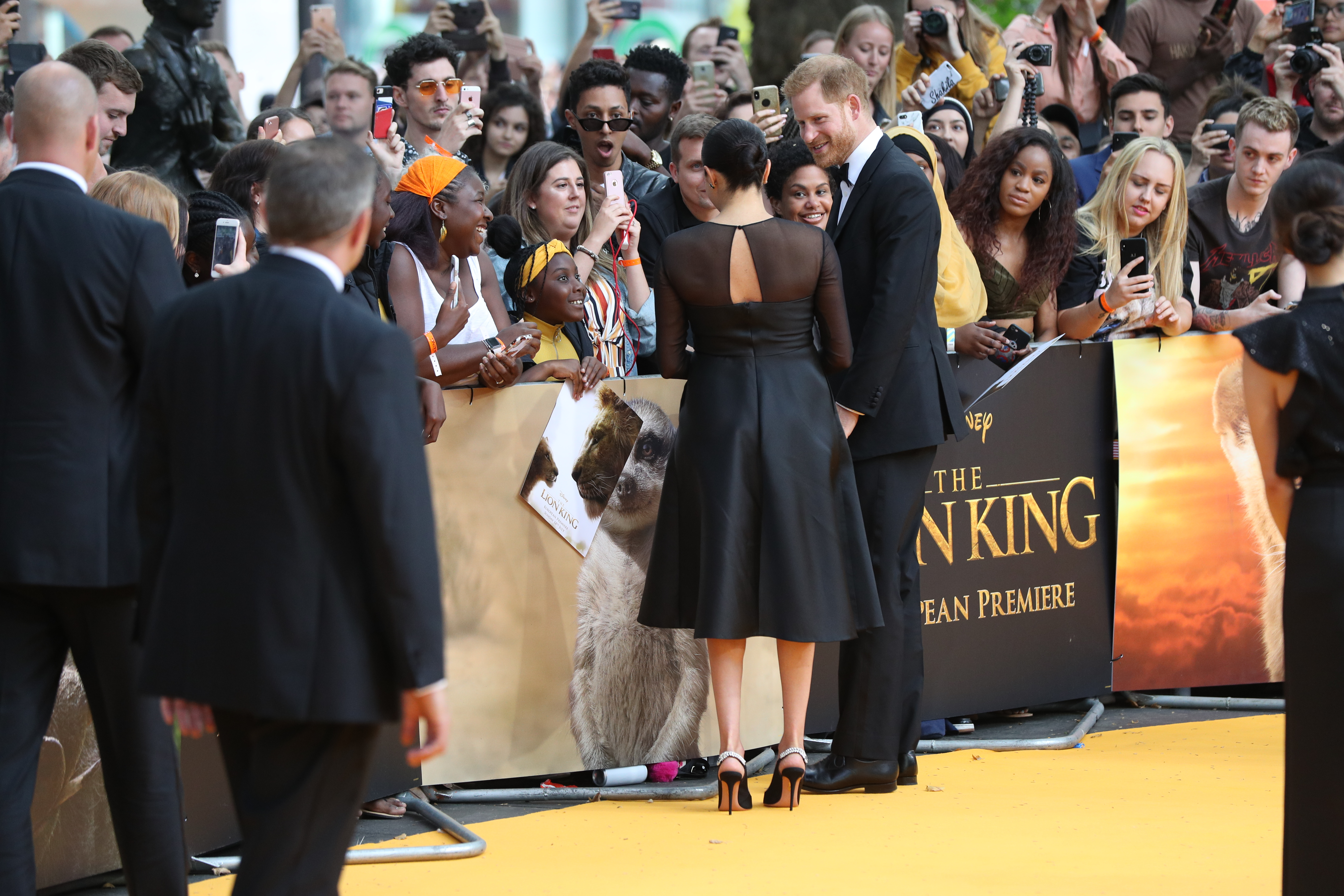 The Duke and Duchess of Sussex attend the European Premiere of Disney's The Lion King at the Odeon Leicester Square, London.
