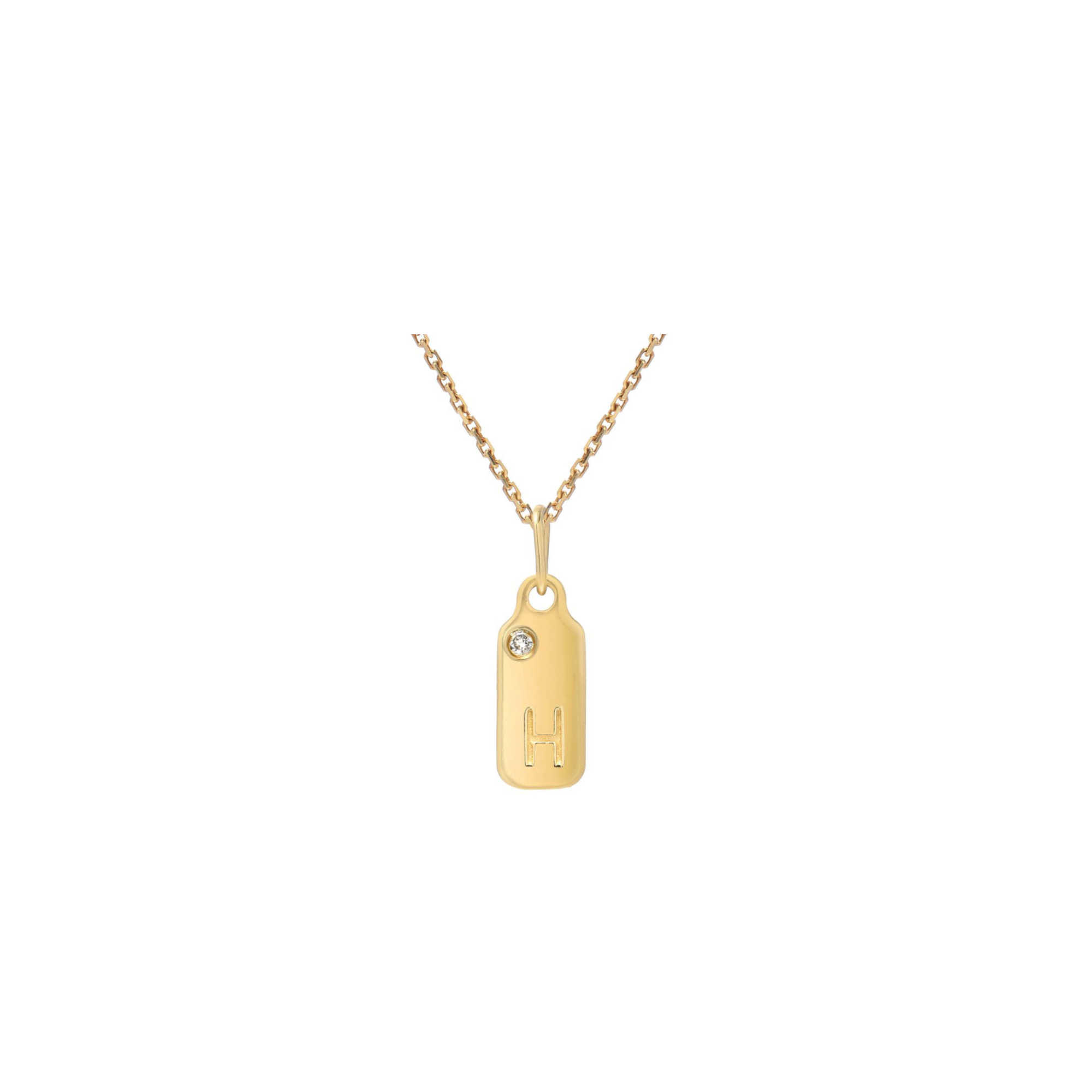 mini dog tag initial necklace