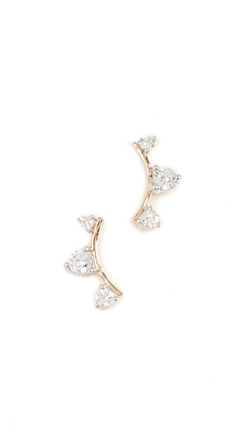 Adina Reyter Gold Three Diamond Curve Earrings - Meghan's Mirror