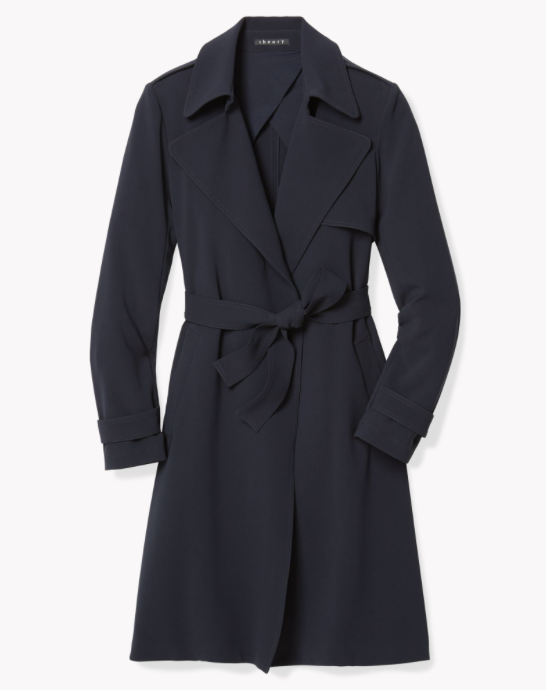 Theory Oaklane Soft Crepe Trench Coat, Theory Oaklane Trench Coat Blue