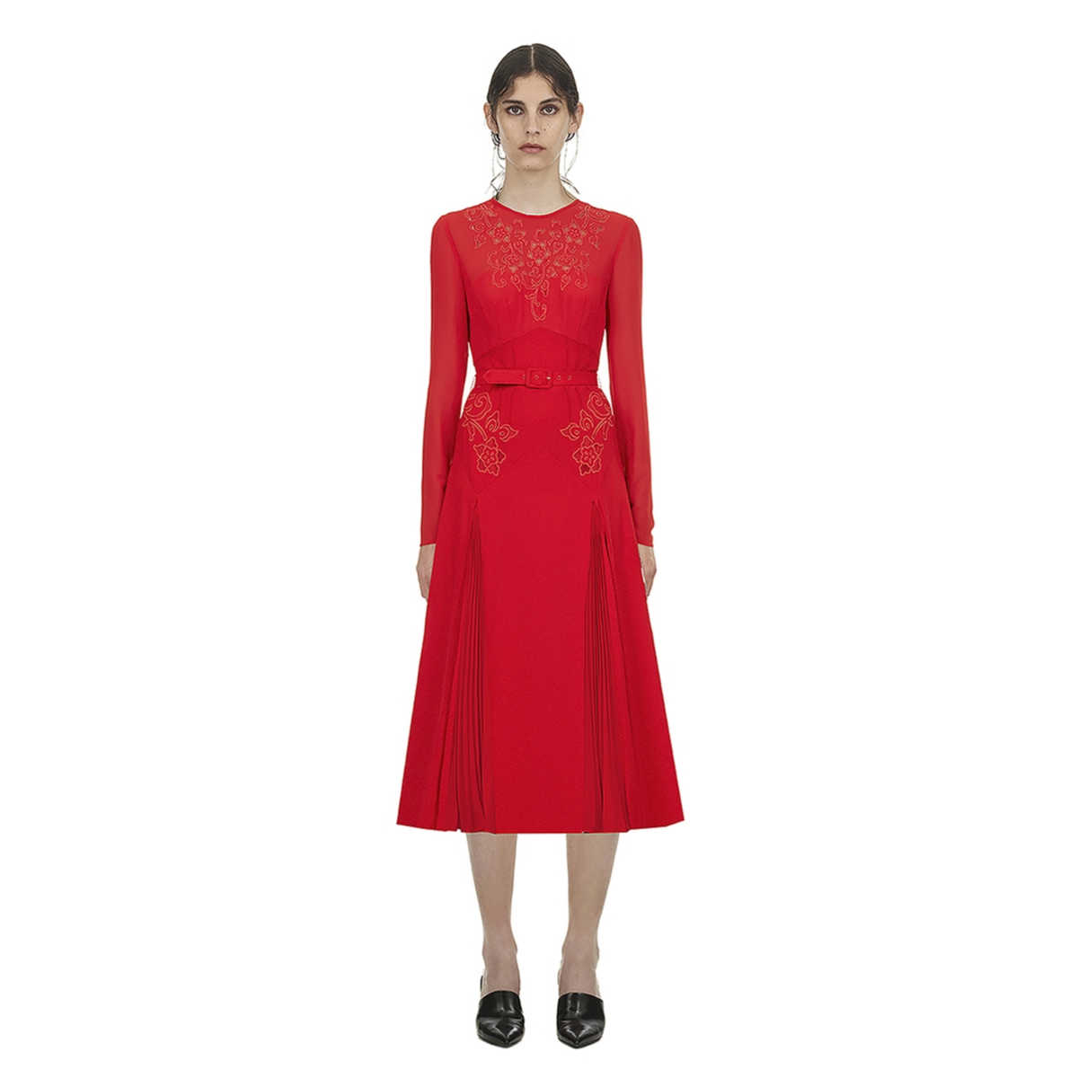 Self-Portrait Red Embroidered Midi Dress - Meghan's Mirror